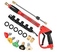 WXMECH Pistola per idropulitrice con prolunga di ricambio, 5000 PSI, pistola ad alta potenza, lunghezza regolabile da 96 cm, con attacco M22 14 mm o M22 15 mm, 5 punte per ugelli con supporto ugello