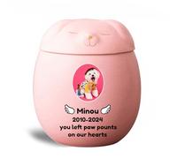 WXMYOZR Urna per Cani Personalizzata, Urna per Cani per Le Ceneri, Urna per Animali Domestici Personalizzata, Urna per Cani per Le Ceneri, Urna commemorativa per Cani in Ceramica,Rosa,Little