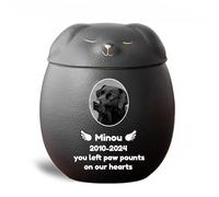 WXMYOZR Urna per Cani Personalizzata, Urna per Cani per Le Ceneri, Urna per Animali Domestici Personalizzata, Urna per Cani per Le Ceneri, Urna commemorativa per Cani in Ceramica,Nero,Big