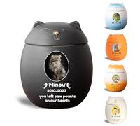 WXMYOZR Urna Piccola Personalizzata a Forma di Gatto per Le Ceneri, urna commemorativa in Ceramica Decorativa Personalizzata per Ceneri di Gatti Domestici,Nero,Big
