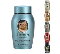 WXMYOZR Urne per Le Ceneri dei Gatti Personalizzate, Urne per Animali Domestici per Ceneri di Gatti, urne per la cremazione dei Gatti in Acciaio Inossidabile Urne Commemorative per Gatti,Blu