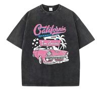 WXNZJ T Shirt T-Shirts Girocollo Oversized T-Shirts per Le Donne Manica Corta Stampata Estate Baggy Casual-Nero-m