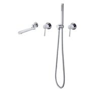 WXPGFEQ Miscelatore per Vasca da Bagno con Doccia, Girevole, Set Miscelatore per Doccia Nascosto, Doppia Maniglia, Rubinetto per Acqua Calda e Fredda, Miscelatore per Doccia in Ottone crom