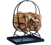 WXPGFEQ Portalegna Rotondo Portatile, in Ferro battuto con Base Stabile, per Esterni, Ideale per Legna da ardere/Tronchi/legname/accendifuoco.