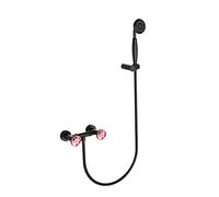 WXPGFEQ Set di soffione Doccia e Tubo Flessibile per rubinetti da Bagno, Miscelatore per Vasca Nero, Miscelatore per Vasca da Parete con doccetta, Miscelatore per Doccia a Doppia Maniglia,