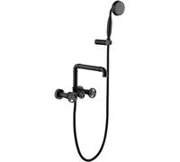 WXPGFEQ Set di soffione Doccia e Tubo Flessibile per rubinetti da Bagno, Miscelatore per Vasca Nero, Miscelatore per Vasca da Parete con doccetta, Miscelatore per Doccia a Doppia Maniglia,