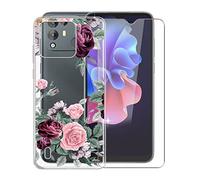 WXPPJ Cover per Blackview A55 PRO con 1 Pezzi Vetro Temperato Pellicola Protettiva, Trasparente Silicone Case Morbido TPU Anti-Caduta Bumper Protettiva Custodia per Blackview A55 PRO (6.53") - YQ12