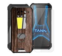 WXPPJ Cover per Unihertz 8849 Tank 3 PRO Custodia + [1 Pezzi] Pellicola Vetro Temperato, Nero Morbido Silicone Protezione Case + Telefono Ring Holder per Unihertz 8849 Tank 3 PRO (6.79") - XV22