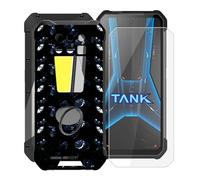 WXPPJ Cover per Unihertz 8849 Tank 3 PRO Custodia + [1 Pezzi] Pellicola Vetro Temperato, Nero Morbido Silicone Protezione Case + Telefono Ring Holder per Unihertz 8849 Tank 3 PRO (6.79") - XT24