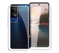 WXPPJ Custodia per TCL 40 NxtPaper Cover, Trasparente Silicone TPU Case, Antiurto Bumper Protezione + Vetro Temperato Pellicola Protettiva per TCL 40 NxtPaper (6.78") - Cristallo