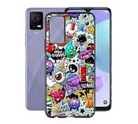 WXPPJ Custodia per TCL 408 Cover, Nero AntiGraffio Protezione Case Morbido Silicone Bumper Sottile Antiurto TPU Cover per TCL 408 (6.60 Pollici) - Graffiti