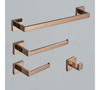 WXPXYBF Set di accessori per il bagno in oro rosa, gancio per accappatoio, portasciugamani, porta rotolo di carta igienica, anello per asciugamani, acciaio inossidabile, oro rosa lucido/spazzolato