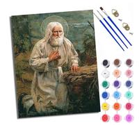 WXRWANG Dipingere coi numeri per adulti e principianti Dipingere con i numeri Il Santo Pregante dai capelli bianchi senza cornice Dipinti ad olio su tela Decorazione murale della casa 40,6 x 50,8 cm