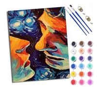 WXRWANG Dipingere con i numeri, adulti, due facce sotto il cielo stellato, set di pittura ad olio dipinta a mano, per principianti e adulti, colori acrilici, decorazione per la casa, regalo di Natale