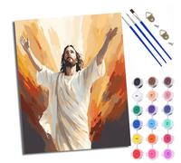 WXRWANG Dipingere con i numeri, per adulti, apri le mani, Gesù fai da te, set di pittura ad olio dipinta a mano, per principianti e adulti, colori acrilici, decorazione per la casa, regalo di Natale