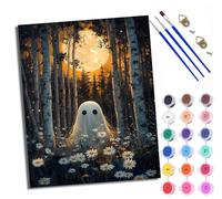 WXRWANG Dipingere con i numeri, per adulti, fantasma nei fiori sotto la luna, set di pittura ad olio dipinta a mano, per principianti e adulti, colori acrilici, decorazione per la casa, regalo di