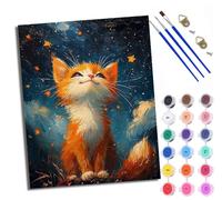 WXRWANG Dipingere con i numeri per adulti, gatto arancione sotto il cielo stellato, pittura con i numeri, kit fai da te su tela da dipingere con i numeri, kit di artigianato per rilassarsi e alleviare