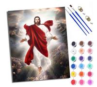WXRWANG Dipingere con i numeri, per adulti, Gesù sorge tra le nuvole, set di pittura a olio dipinta a mano, per principianti e adulti, colori acrilici, decorazione per la casa, regalo di Natale