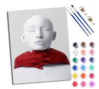 WXRWANG Dipingere con i numeri per adulti principianti tela mani rosse intorno al collo bianco scelta per compleanno, anniversario o qualsiasi festival Kit di pittura acrilica fai da te per la