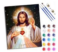 WXRWANG Dipingere con i numeri, per adulti, Sacro Cuore di Gesù, pittura con i numeri, per adulti, kit fai da te su tela da dipingere con i numeri, kit di artigianato per rilassarsi e alleviare lo