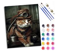 WXRWANG Dipingere con i numeri per adulti Steampunk gatto pittura con i numeri per adulti kit fai da te tela pittura con i numeri kit artigianali per rilassarsi e de-stress regalo decorazione della