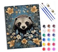 WXRWANG Dipingi coi numeri per adulti Badger in The Flowers Dipingere con i numeri, per adulti, kit fai da te su tela da dipingere con i numeri, kit di artigianato per rilassarsi e alleviare lo stress