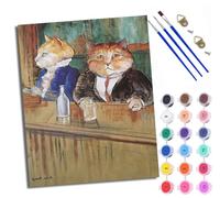 WXRWANG Dipingi coi numeri per adulti con gattino cartone animato Gentleman Pittura con i numeri, per adulti, kit fai da te per dipingere con i numeri, kit di artigianato per rilassarsi e alleviare lo