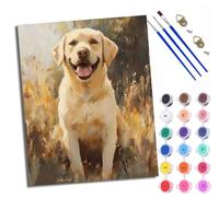 WXRWANG Dipingi coi numeri per adulti, labrador sorridente, pittura con i numeri, per adulti, kit fai da te su tela da dipingere con i numeri, kit per rilassarti e alleviare lo stress, regalo per la