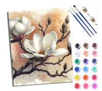 WXRWANG Dipingi con i numeri per adulti con rami di magnolia per adulti Kit fai da te su tela da dipingere con i numeri, kit di artigianato per rilassarsi e alleviare lo stress, regalo per la