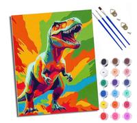 WXRWANG Dipingi con i numeri per adulti e principianti Colorato Tirannosauro Rex Pittura con i Numeri Kit su tela senza cornice Pittura a olio fai da te Colori acrilici Decorazione della parete della