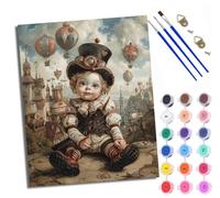 WXRWANG Dipingi con i numeri per adulti e principianti Steampunk ragazzo Pittura con i numeri Kit su tela senza cornice Pittura a olio fai da te Colori acrilici Decorazione della parete della casa