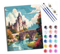 WXRWANG Dipingi con i numeri, per adulti e principianti, tela con castello lungo il fiume, scelta per compleanno, anniversario o qualsiasi festival, kit di pittura acrilica fai da te per la