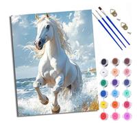 WXRWANG Dipingi con i numeri per adulti e principianti, tela con cavallo bianco tra le onde, scelta per compleanno, anniversario o qualsiasi festival, kit di pittura acrilica fai da te per la
