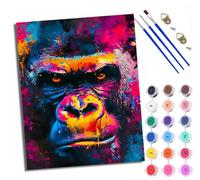 WXRWANG Dipingi con i numeri, per adulti e principianti, tela pop style gorilla, scelta per compleanno, anniversario o qualsiasi festival, kit di pittura acrilica fai da te per la decorazione della