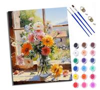 WXRWANG Dipingi con i numeri, per adulti, fiori vicino alla finestra, pittura con i numeri, per adulti, kit fai da te per dipingere con i numeri, kit di artigianato per rilassarti e alleviare lo