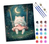 WXRWANG Dipingi con i numeri, per adulti, gatto seduto su un'altalena, pittura con i numeri, kit fai da te su tela per dipingere con i numeri, kit di artigianato per rilassarsi e alleviare lo stress