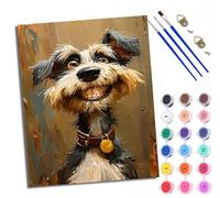 WXRWANG Dipingi con i numeri per adulti Grinning Dog Painting con i numeri, per adulti, kit fai da te su tela da dipingere con i numeri, kit di artigianato per rilassarsi e alleviare lo stress, regalo