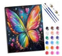WXRWANG Dipingi con i numeri, per adulti, motivo: farfalle colorate, per adulti, kit fai da te su tela da dipingere con i numeri, kit di artigianato per rilassarsi e alleviare lo stress, regalo per la