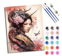 WXRWANG Dipingi con i numeri, per adulti, principianti, tela con drago e geisha, scelta per compleanno, anniversario o qualsiasi festival, kit di pittura acrilica fai da te per la decorazione della