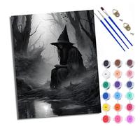 WXRWANG Dipingi con i numeri, per adulti, principianti, tela con strega nel bosco, scelta per compleanno, anniversario o qualsiasi festival, kit di pittura acrilica fai da te per la decorazione della