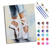 WXRWANG Dipingi con i numeri per adulti, scarpe da ballo bianche, pittura con i numeri, per adulti, kit fai da te su tela da dipingere con i numeri, kit per rilassarti e alleviare lo stress, regalo