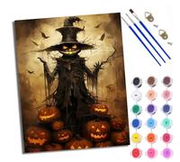 WXRWANG Dipingi con i numeri, per adulti, testa di zucca, spaventapasseri, pittura con i numeri, kit fai da te per pittura con i numeri, kit per rilassarti e alleviare lo stress, regalo per la