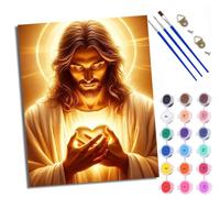 WXRWANG Dipinto da Numeri per Adulti Fai Da Te Pittura Numero Adulto Principianti Luce Colorata di Gesù Numero Kit Pittura Decorazione Della Parete e Regali Per La Casa Con Cornice