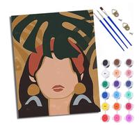 WXRWANG Kit di pittura con i numeri per adulti Kit di pittura per principianti su simboli trasparenti Tela colorata Banana senza volto Bellezza Facile pigmento acrilico disegno pittura per la