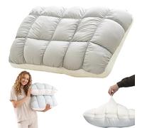 Wxshang Fluffy Puffgrid Bed Pillow Forall Sleepers, Cloud-Like Support Microfiber Pillow with Anti-Shift Quilted Design, Breathable Airy Loft for Side Back and Stomach Sleepers (Gray)