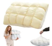 Wxshang Fluffy Puffgrid Bed Pillow Forall Sleepers, Cloud-Like Support Microfiber Pillow with Anti-Shift Quilted Design, Breathable Airy Loft for Side Back and Stomach Sleepers (Yellow)