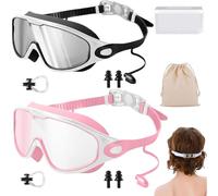 Wxshang My Cool Summer Goggles - Tyglobal Swim Goggles with Ear Plugs, Wide View Anti Fog & UV SwimmingGoggles for Audlt Kids (D Set)