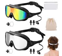 Wxshang My Cool Summer Goggles - Tyglobal Swim Goggles with Ear Plugs, Wide View Anti Fog & UV SwimmingGoggles for Audlt Kids (B Set)
