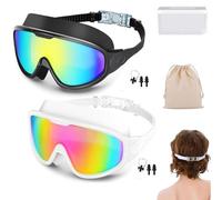 Wxshang My Cool Summer Goggles - Tyglobal Swim Goggles with Ear Plugs, Wide View Anti Fog & UV SwimmingGoggles for Audlt Kids (E Set)
