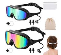 Wxshang My Cool Summer Goggles - Tyglobal Swim Goggles with Ear Plugs, Wide View Anti Fog & UV SwimmingGoggles for Audlt Kids (A Set)